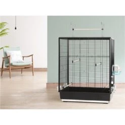 Cage Oiseaux Primo 60 Noir 80x50x115cm -Oiseaux De Compagnie cage oiseaux primo 60 noir 80x50x115cm 12766 vadigran la cage primo 60 est une cage specialement concue pour les petits oiseaux 1 3