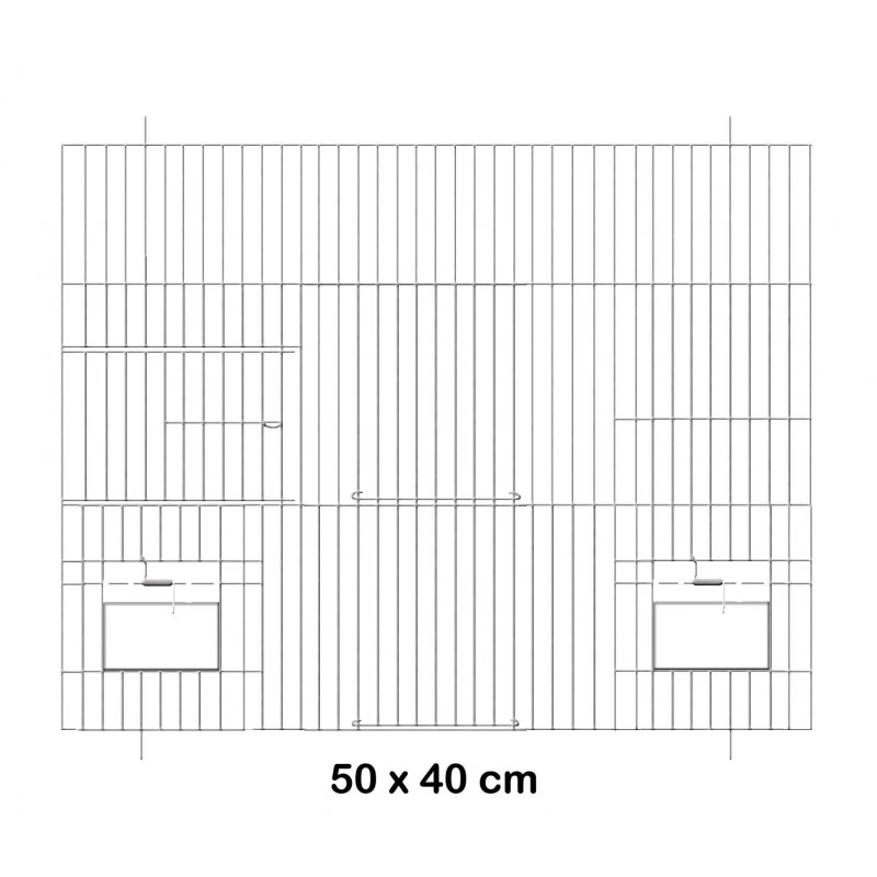 Façade De Cage En Métal Avec Portes Mangeoires 50x40cm - Fauna 3 Façade De Cage En Métal Avec Portes Mangeoires 50x40cm - Fauna