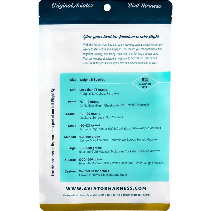 Harnais Pour Perroquet AVIATOR Medium Noir 5 Harnais Pour Perroquet AVIATOR Medium Noir – Image 3